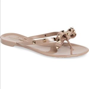 Valentino Rockstud PVC Thong Sandals Size 40 in Poudre (nude)